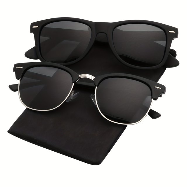 2pcs Polarized Glasses For Men And Women, Semi-Rimless Frame Driving Glasses