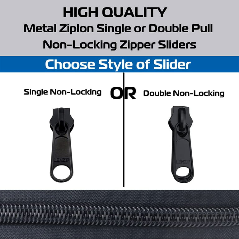 EZ-Xtend #10 Lenzip Chain Ziplon Coil Zipper By The Yard - Non-Locking  Sliders BLACK (10 Yards & 8 Double Pulls)