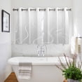 thumbnail image 3 of Grey Geometric Kitchen Curtains Short 45 Inch Length, Modern White Stripe Abstract Distortion Art Grommet Top Bedroom Living Room Curtains, Light Filtering Cafe Curtain Drapes 2 Panels Set 84''x45'', 3 of 9