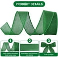 thumbnail image 2 of Vorkoi Burlap Green Wired Ribbon, 1 1/2 inch 10 Yard Jute Ribbon for Decoration Bows Tree Toppers Ribbons Craft Gift Wrapping Wreath Sewing, for Christmas Wreath Decor, 2 of 6
