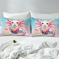 thumbnail image 4 of Erosebridal Pink Axolotl Sheet Set Twin, Cartoon Animal Twin Sheet Sets, Milk Tea Boba Bedding Twin Size, Microfiber Bedroom Decor, 3pcs, 4 of 7