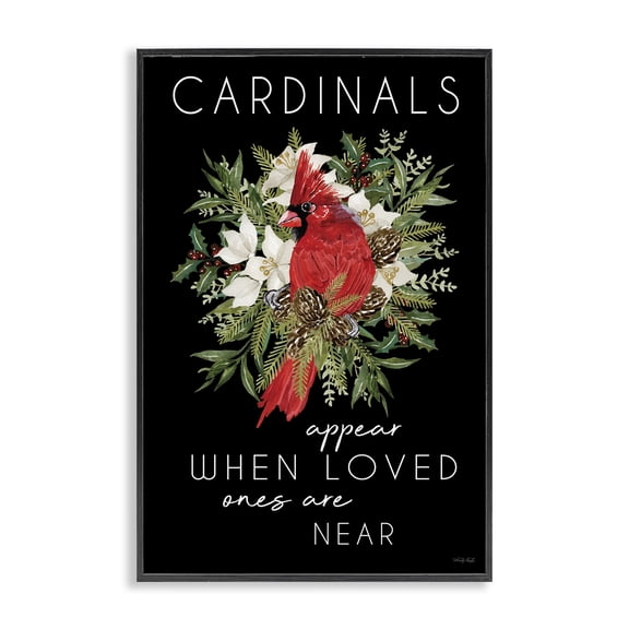 Cardinals Appear Seasonal Sentiment Black Framed Giclee Art, design by Cindy Jacobs