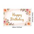 thumbnail image 3 of Floral Design Happy Birthday Pink Flowers Party Banner for Celebration Event Decoration Indoor Use, 3 of 7