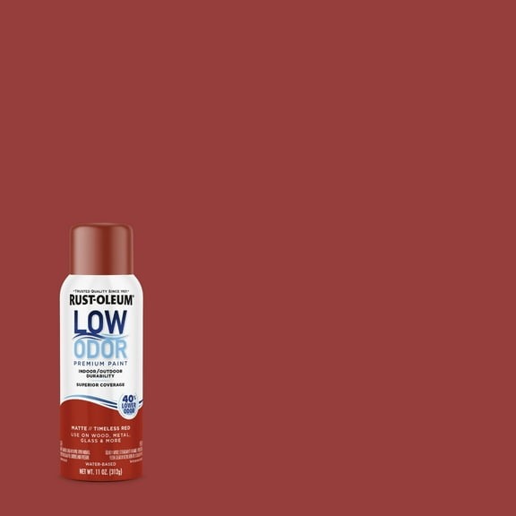 Timeless Red, Rust-Oleum Low Odor Premium Matte Spray Paint- 11 oz