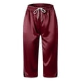 thumbnail image 5 of JFHHQ Pantalon Décontracté Ajusté Taille Mi-Haute pour Femmes, Couleur Unie, Usage Quotidien, m Rouge, 5 of 5