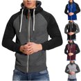 thumbnail image 7 of Lovskoo 2024 Men's Zip-Up Hoodie Sweatshirts Casual Patchwork Long Sleeve with Pocket Jacket Claret, 7 of 7