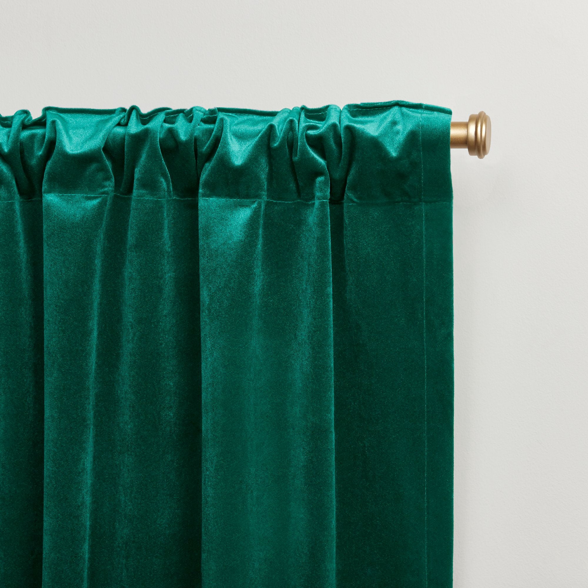 Modern Velvet Light Filtering Window Curtain Panel Pair, Emerald, 52x84