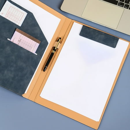 Padfolio Folder Binder -Faux Leather Portfolio Folder with Cover for A4 Notepad Holder Business Portfolio for Resume Legal Pad Interview Letter-size Padfolio for Women/Men Navy