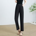thumbnail image 2 of Olyvenn Stylish Women Casual Straight Pants for Spring-Fall Ankle-Length Pants Office Ladies Elastic Waist Dress Pants Black XXL, 2 of 5