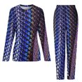 thumbnail image 5 of Colorful Snakeskin Pajamas Shiny Blue Print Warm Pajama Set Female 2 Pieces Room Oversized Graphic Nightwear Birthday Gift, 5 of 7