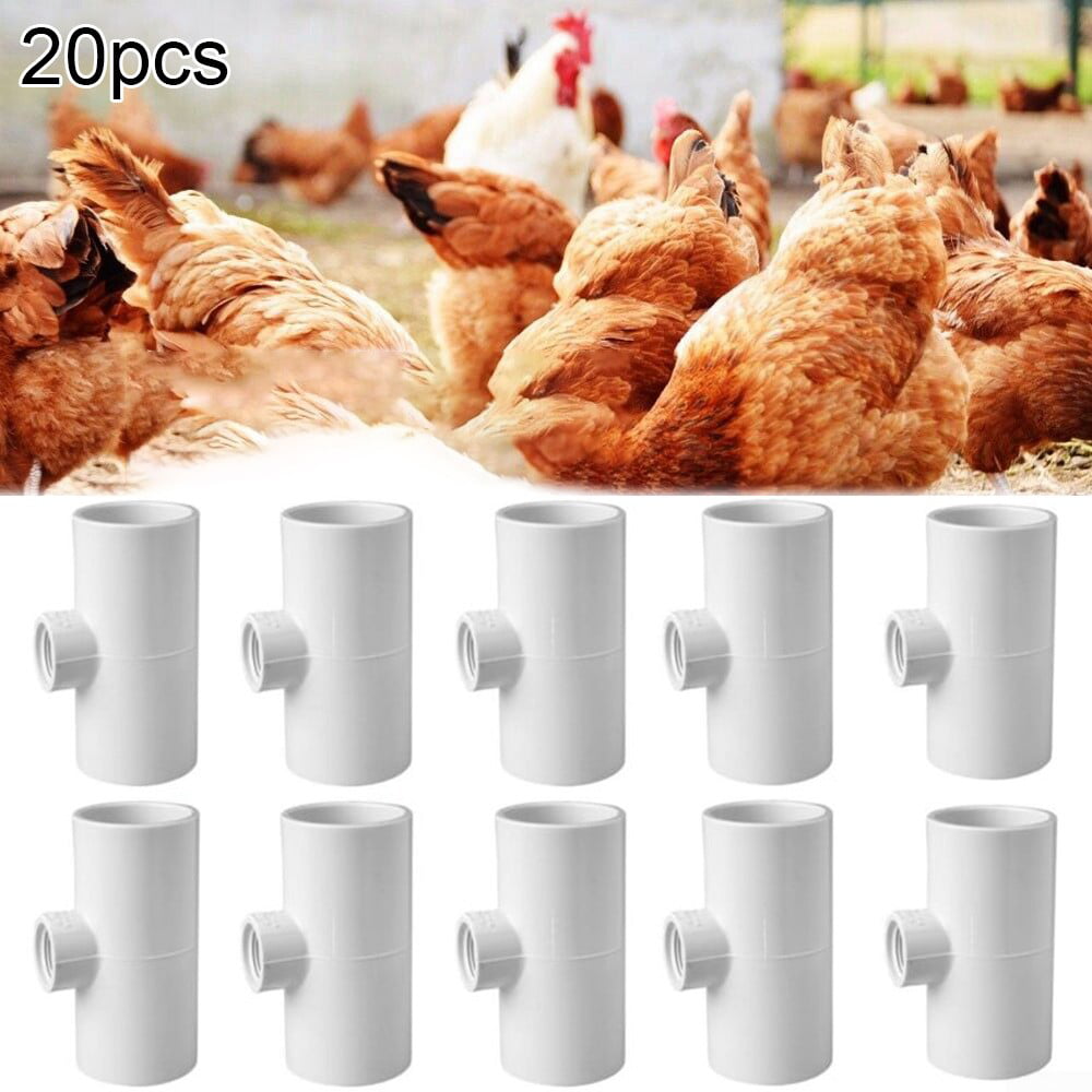 9 Poultry Water Drinking Cups Tee Fitting Chicken Tees Auto Plastic Drinker 2" 