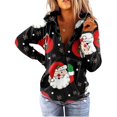 thumbnail image 2 of Pntutb Mujer Cuello en V Cremallera Estampado navideño Sudadera de manga larga Blusa informal Suéter tops Pntutb Pntutb-1538, 2 of 6
