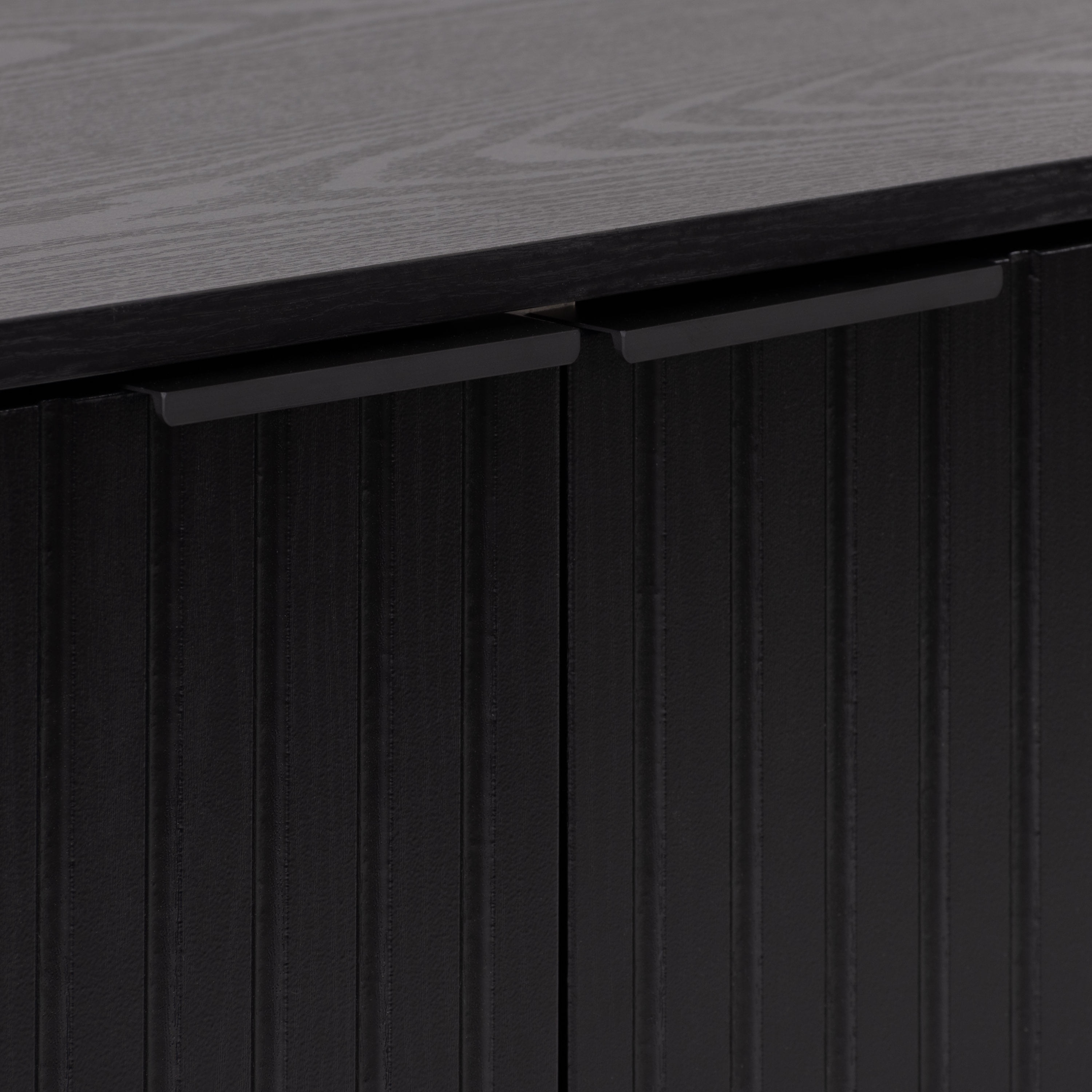 CorLiving Lysander Engineered Wood Fluted Sideboard with 4 Doors and 4 Shelves, Black