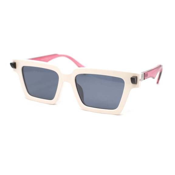Womens Artsy Lipstick Hinge Retro Horn Rim Sunglasses Ivory Red - Black