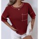 thumbnail image 4 of Camisetas Casuales de Mujer Nueva Camiseta de Manga Corta de Cuello U de Color Sólido de Verano, Poliéster, 4 of 7