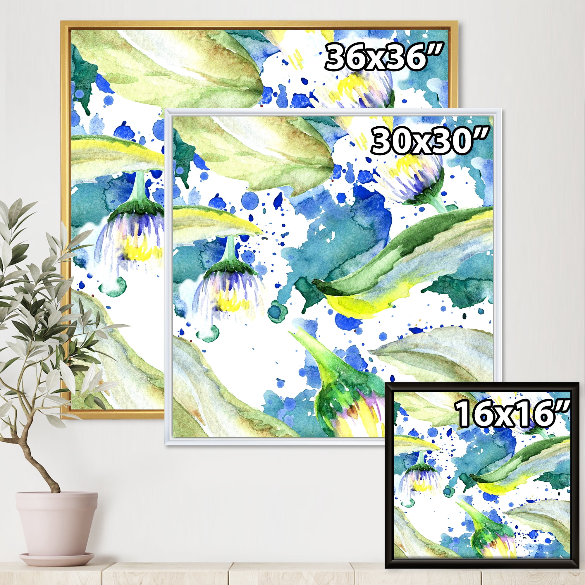 Designart 'Aquarelle Impression of Daisy Flowers I' Traditional Framed Canvas Wall Art Print