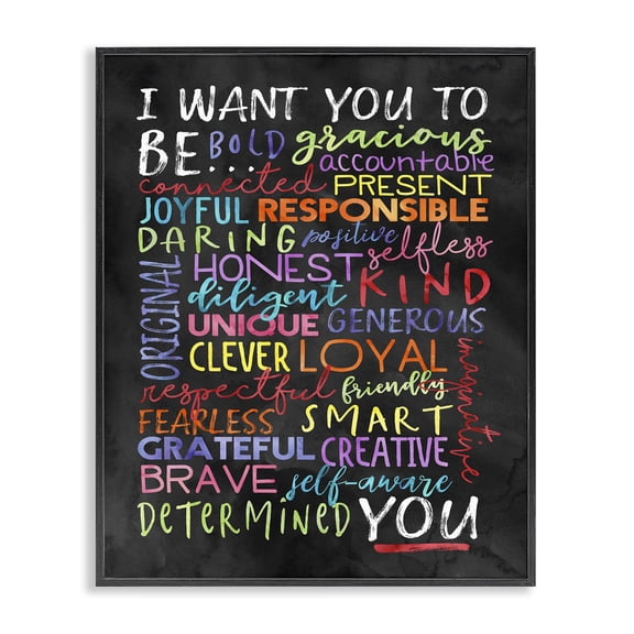 Stupell Industries Contemporary Be You Inspirational Word Black Framed Giclee Art, 11 x 14, by Erica Billups