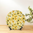 thumbnail image 6 of Salouo Blue Floral Sunflower Pattern Bone China Decorative Plate,Holiday Decor Decorative Ceramic Plates with Stand Elegant Home DéCor for Hallway/Living Room/Bedroom-6in, 6 of 6