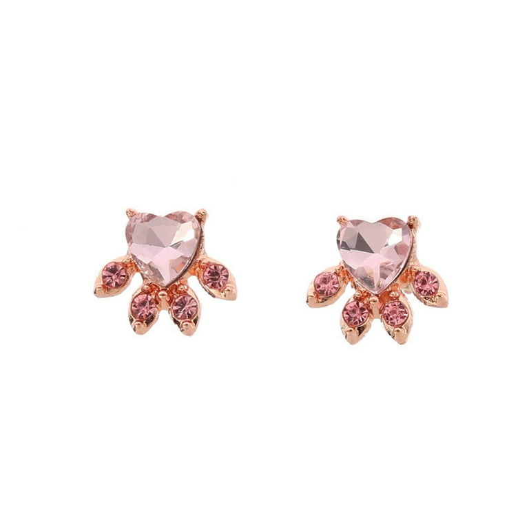 Rose Gold Cat Paw Earrings Zircon Earrings for Women Adorable Cat