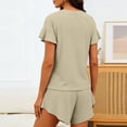 thumbnail image 2 of BTDECLAR Women's Summer Pajamas Sets 2 Piece Crewneck Ruffle Short Sleeve Tops and Shorts Pj Set Soft Comfy Breathable Sleepwear Outfits, 2 of 4