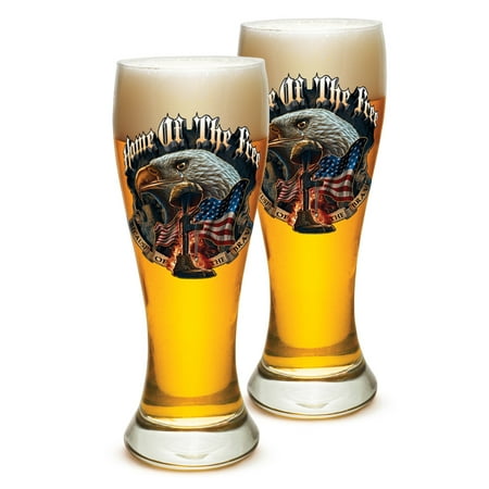 

Pilsner Veterans Gifts for Men or Women – American Soldier Beer Glassware – Home Of The Free Because Of The Brave Patriotic Barware Glass - Set of 4 (23 Oz)