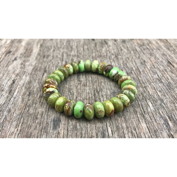 Natural Gaspeite 10mm Rondelle Shape Smooth Cut Beads Stretchable Bracelet for Men & Women.