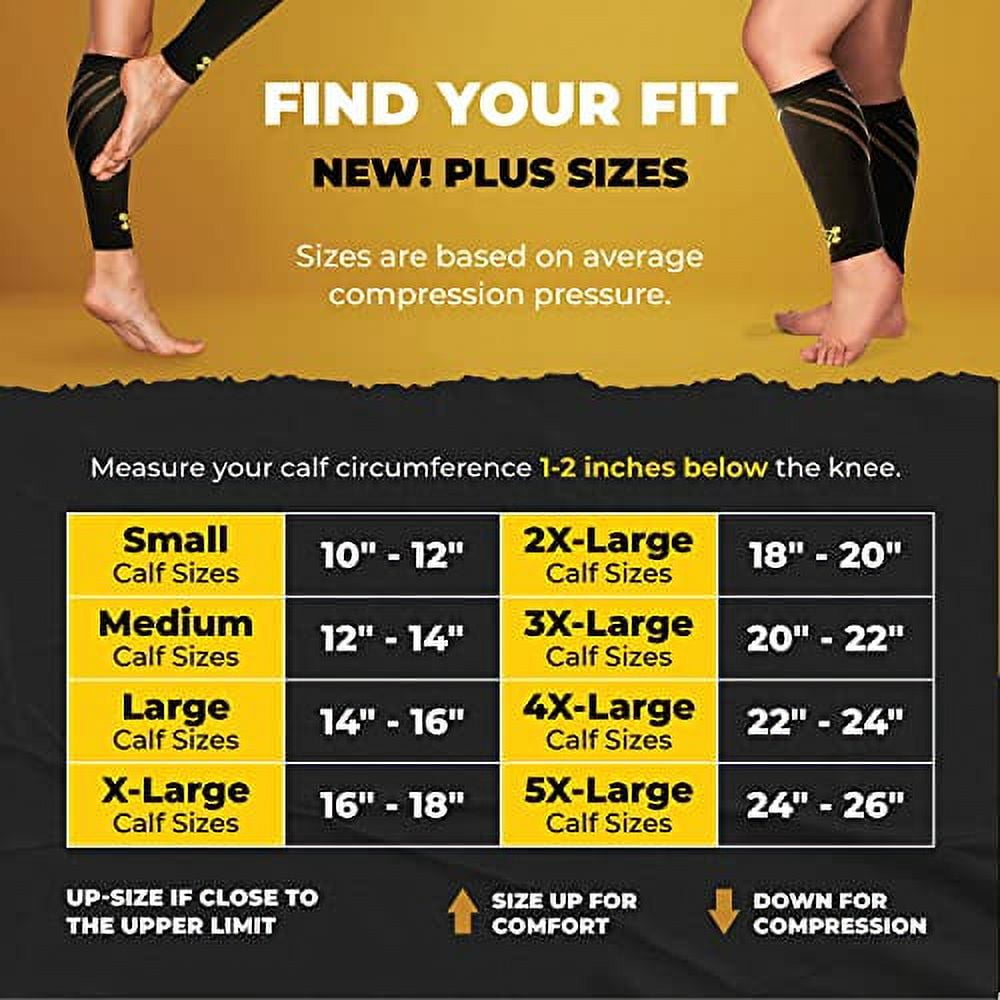 PowerLix Calf Compression Sleeve (Pair) – Supreme Calf Cramp & Shin Splint  Sleeves for Men & Women – Leg Compression Socks 20-30 mmHg – Great for Pain  Relief (Black, Large/X-Large (1 Pair)) 