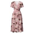thumbnail image 5 of Summer Dresses for Women 2026 Short Sleeve Wrap V-Neck Modest Dresses Elastic High Waist A-Line Casual Party Work Dress, 5 of 7