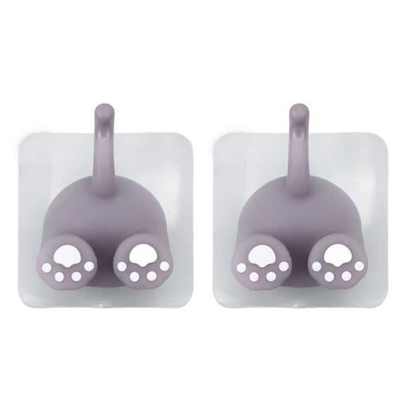 BIMZUC 2-Pack Cartoon Cat Tail Toothbrush Holder – Wall‑Mounted, No‑Drill, Eco‑Friendly ABS, Multi‑Use Storage for Kids