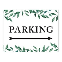 Koyal Wholesale Wedding Party Directional Signs, Natural Greenery, Double-Sided, Parking with Big Arrow, 1-Pack
