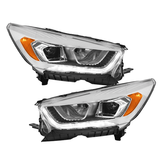 Top Gear Motors Left and Right Headlight Set for Ford Escape 2017–2019, Halogen with LED DRL