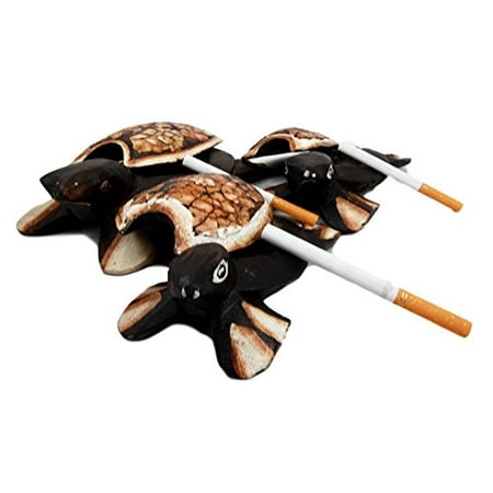 Balikraft Hand Made Wood Artisans 'Kura-Kura' Turtle Tortoise Family Cigarette Ashtray Keepsake Box Figurine Set of