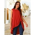 thumbnail image 2 of DARING DIVA Women's High Low Hem Crew Neck Sleeveless Tunic Top Red L, 2 of 8
