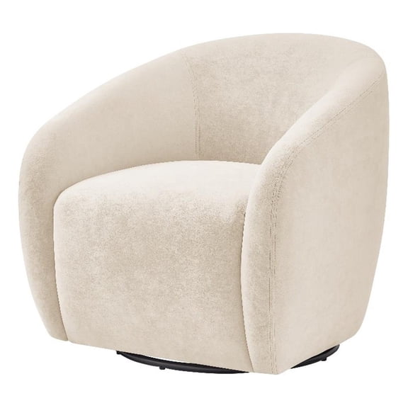 NPD Furniture Regina Velvet Swivel Accent Arm Chair in Dainty Cream