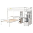 thumbnail image 4 of Twin Wood Loft Bed with a Stand-alone Bed, Storage Staircase, Desk, Shelves and Drawers, Loft Bed with Desk and Shelves, Loft Twin Bed for Teenagers, Multiple Functions Bed(White), 4 of 8