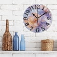 thumbnail image 3 of Purple and Orange Flowers Wall Clock 10 inch Non-Ticking Easy to Read Decorative Clocks for Home Bedroom Living Room, 3 of 8