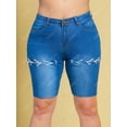 thumbnail image 2 of Cordones arriba dobladillo crudo más tamaño biker denim shorts Rosegal Pantalones cortos de talla grande, 2 of 5