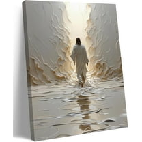 Hieng Jesus Walking on Water Christian Canvas Wall Art, Religious Jesus Painting, Biblical Minimalist Pictures Posters Wall Decor for Church Office Bedroom Living Room, Modern Artwork Gift,