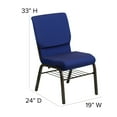 thumbnail image 4 of BizChair 4 Pack 18.5''W Church Chair in Navy Blue Patterned Fabric with Book Rack - Gold Vein Frame, 4 of 10