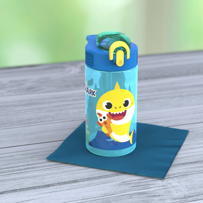  Zak Designs Baby Shark - Botella de agua para niños con popote  y lazo de transporte integrado, hecha de plástico duradero, diseño a prueba  de fugas (16 onzas (BBSA-T381) : Hogar