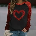 thumbnail image 2 of Penkiiy T-Shirt Ample à Manches Longues pour Dames Col Rond Confortable Hauts Slim Saint-Valentin Quotidien Grande Taille Imprimé Cœur m Rouge, 2 of 4
