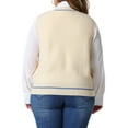 thumbnail image 4 of Agnes Orinda Plus Size Sweater Vest for Women V Neck Stripe Cable Knit Sleeveless Pullover Sweater Vest 1X Beige, 4 of 7