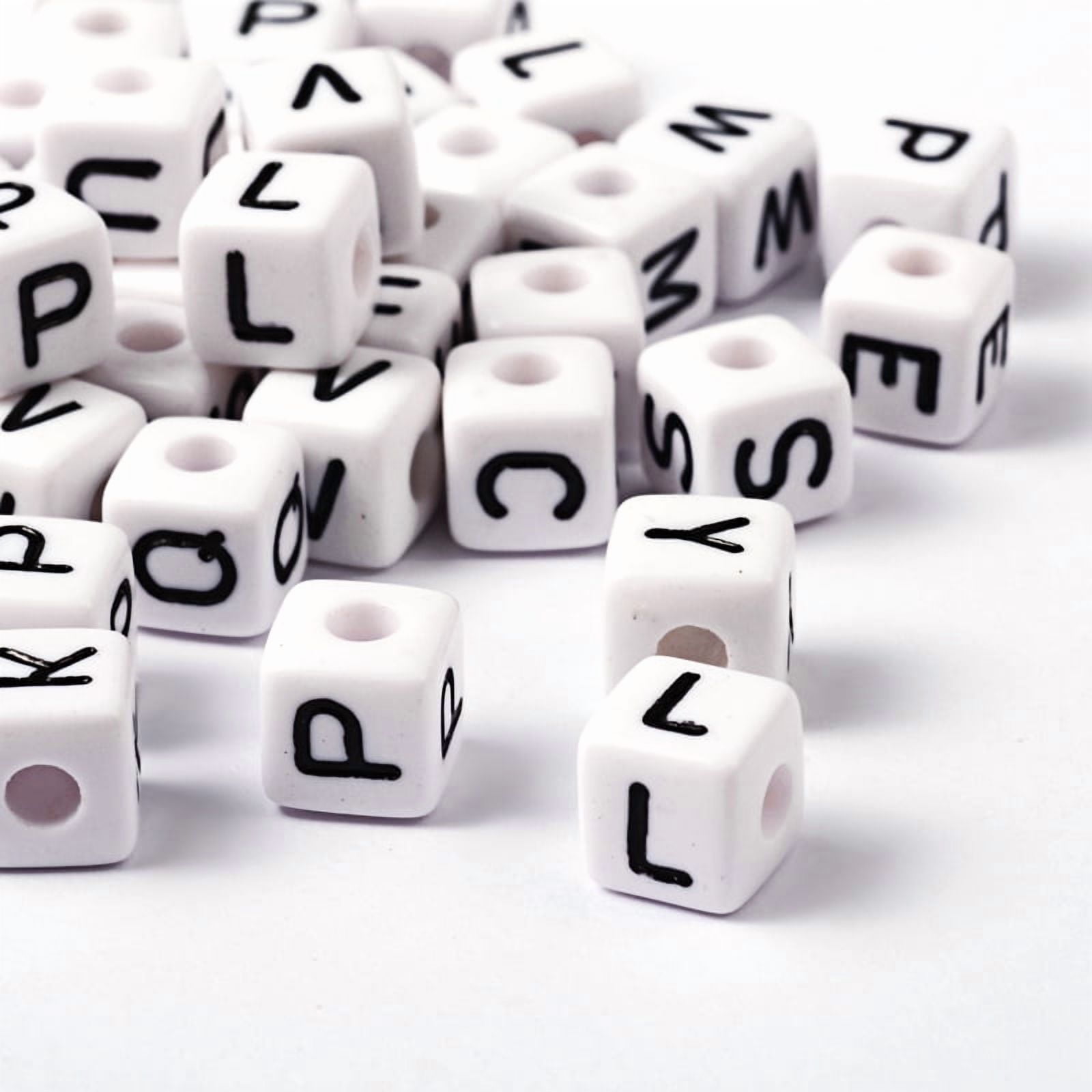 Acrylic Horizontal Hole Letter Beads Cube White Size: about 10mm hole: about 3mm about 550pcs/500g