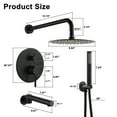 thumbnail image 4 of Boyel Living Shower System 10 in Wall Mount Rainfall Shower Head with Handheld Shower and Bathtub Tub Spout,3-function Bathroom Round Shower Combo Set ,Shower Set Tub Faucet in Matte Black, 4 of 10