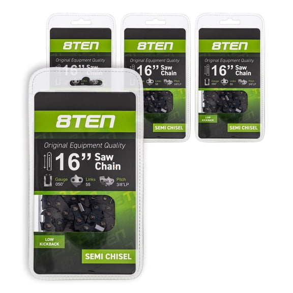 8TEN Chainsaw Chain 16 inch .050 .375 Pitch 55DL for Stihl 91VXL055G 4 Pack 810-CCC2245H