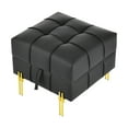 thumbnail image 3 of Smilegend 22" Faux Leather Storage Ottoman, Scratch-Resistant Entryway Bench with Storage, Pet-Friendly Footrest with Gold Metal Legs, Black, 3 of 8