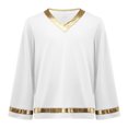 thumbnail image 4 of Aislor Boys Praise Dance Pullover Top Long Sleeve Metallic Church Worship Liturgical Dance Shirt Dancewear White 16, 4 of 7