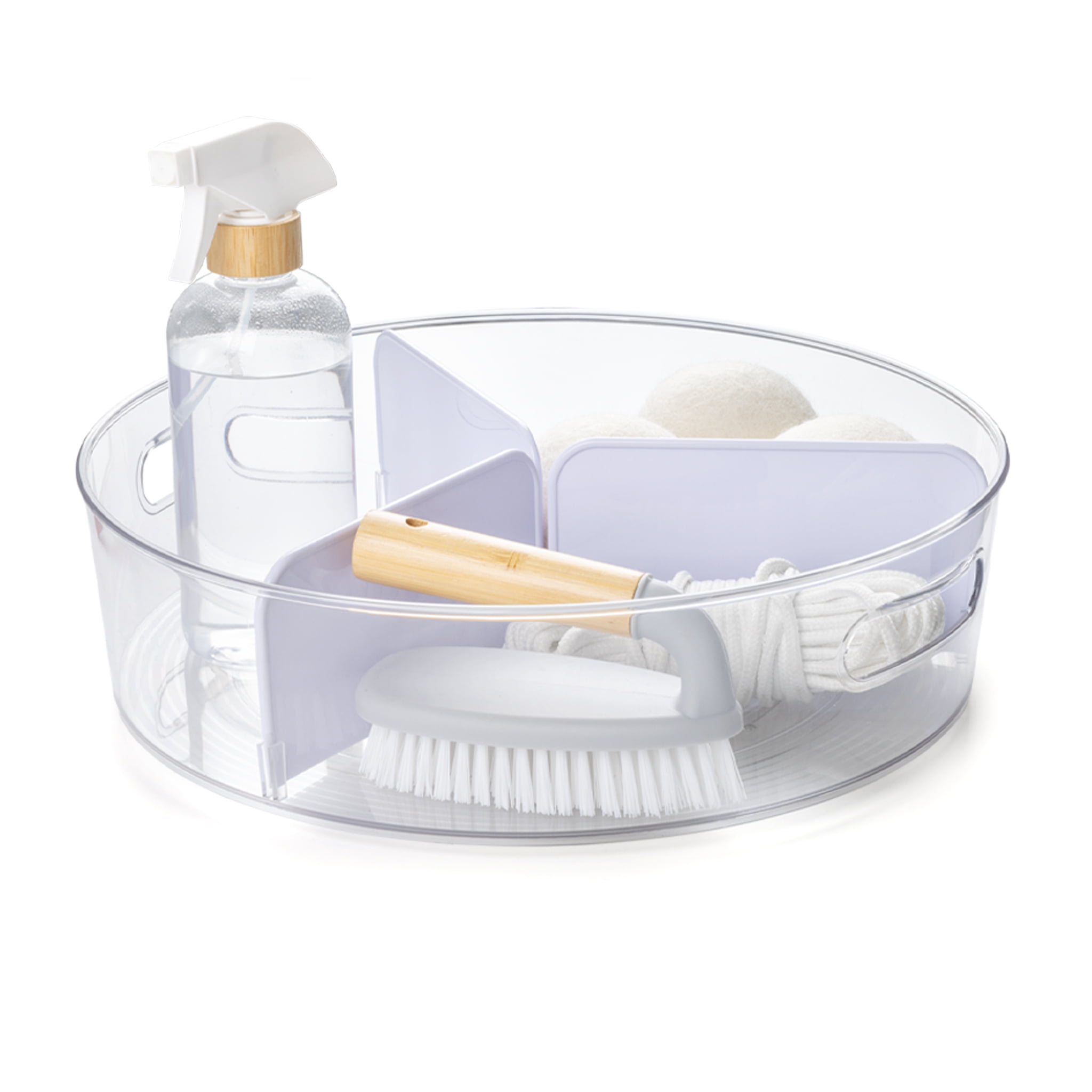 (4 pack) Mainstays Clear Lazy Susan Turntable with Removable Dividers