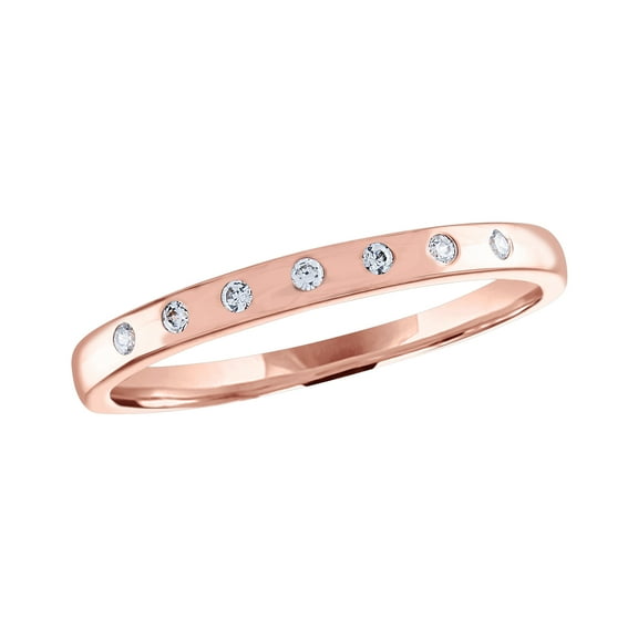 Gemspirations Diamond Accent Fashion Stack Ring Sterling Silver 14K Rose Gold Plated