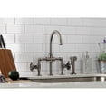 thumbnail image 3 of Kingston Brass KS2334RX Belknap Two-Handle 4-Hole Deck Mount Industrial Style Bridge Kitchen Faucet with Brass Side Sprayer in Black Stainless, 3 of 7